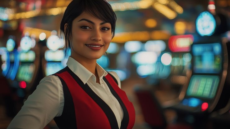 নীয়ন স্লট বিনোদন সেন্টারের দৃশ্য